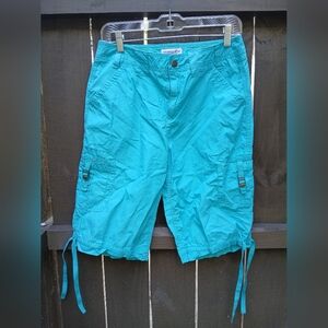 Caribbean Joe Bright Blue Cotton Cargo Capris Size 6 GUC